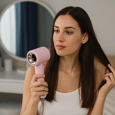 Seche cheveux ionique rose confortable