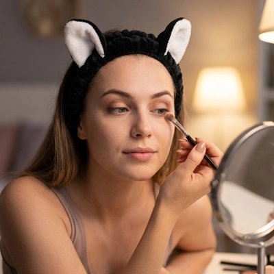 bandeau cheveux noir confortable pour le maquillage