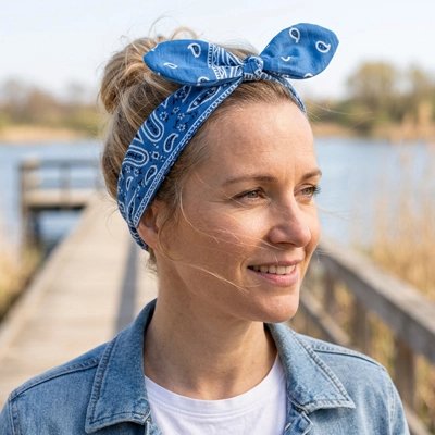 bandeau cheveux  bleu clair élégant