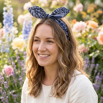 bandeau cheveux bleu foncé rassurant