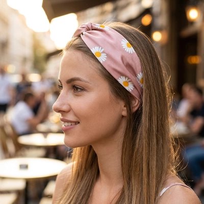 bandeau cheveux fleuri rose élégant