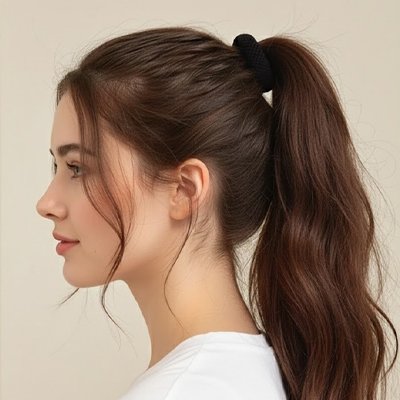 elastique cheveux noir femme fait un chignon