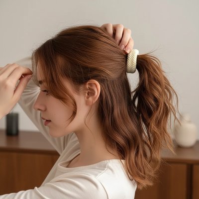 elastique cheveux blanc confortable