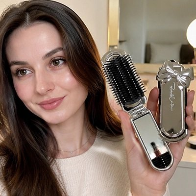 peigne cheveux argenté femme présente le produit