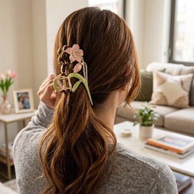 Pince à cheveux fleur rose confortable