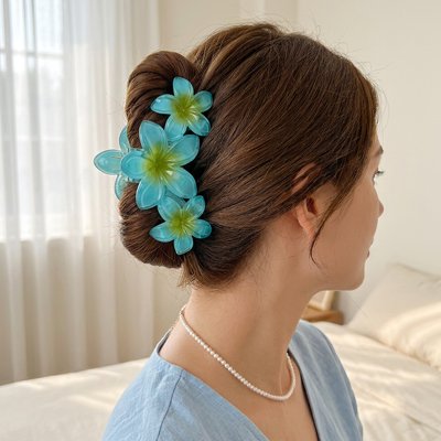 Pince à cheveux fleur bleu confortable
