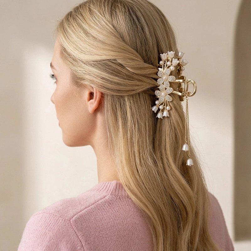 Pince a cheveux florale antidéappant