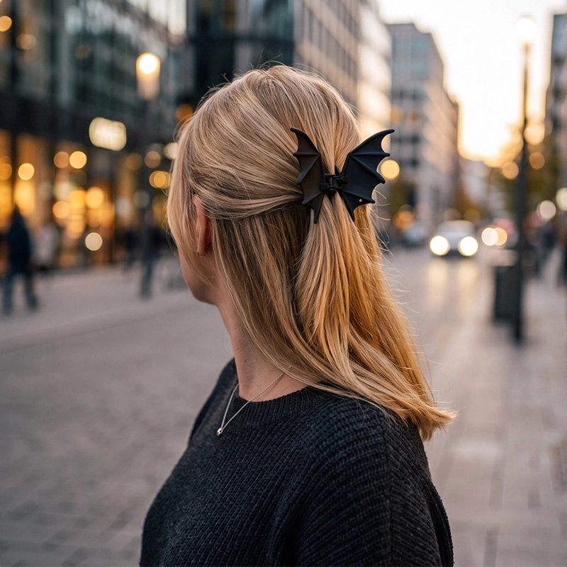 pince à cheveux noire femme attache ses cheveux