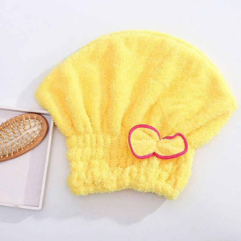 serviette pour cheveux microfibre jaune